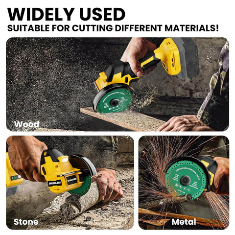 Cordless Cut Off Tool For 20V Max Batteries, 18,000 RPM Brushless Powerhouse With 4 Inch Blades cutting wood, stone, metal.