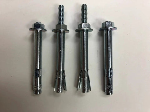 Concrete Sleeve Anchors With Nuts And Washers, Zinc Plated Steel Hex Head, 5/16 Inch By 2.5 Inch, Masonry Fasteners, 4 Pack
