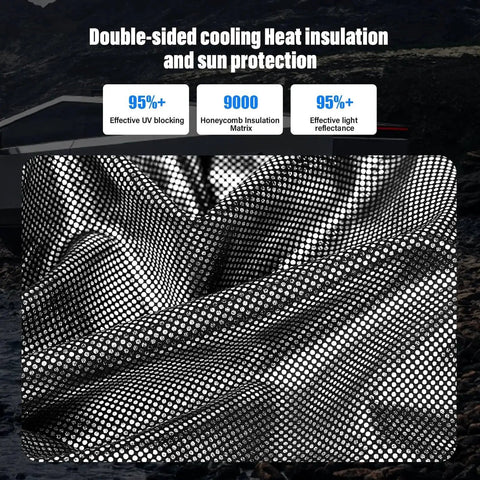 Close-up view of the Cybertruck Roof Sunshade Kit Nano Reflective Heat Insulation UV Protection 2Pcs material with dots pattern.