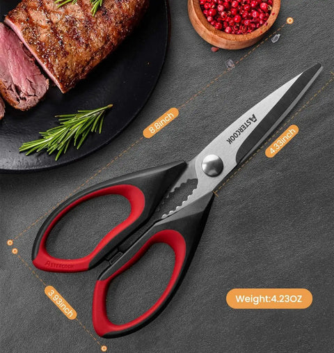 Heavy Duty Kitchen Scissors 8.8 inch Stainless Steel Shears for Cutting Food, Poultry, Meat, Vegetables, and Herbs, Dishwasher Safe