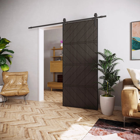 36 By 84 Inch Sliding Barn Door MDF With Waterproof Surface DIY Assembly Ready Pre Drilled Slab With Installation Hardware Kit Black Finish