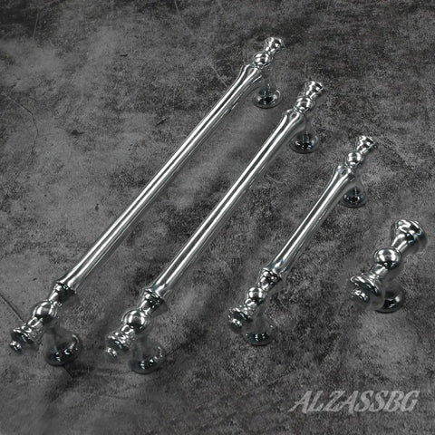 10 Pack Polished Chrome Cabinet Pulls With 5 Inch Hole Centers Vintage Kitchen Hardware Cabinet Handles AL3085CP on display