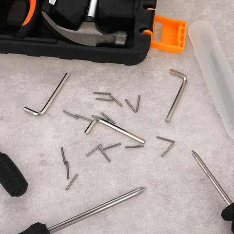 Spring Hinge Tension Pin Replacement Kit With 20 Stainless Steel Shelf Pins And 4 Hex Wrenches for garage door hinges.