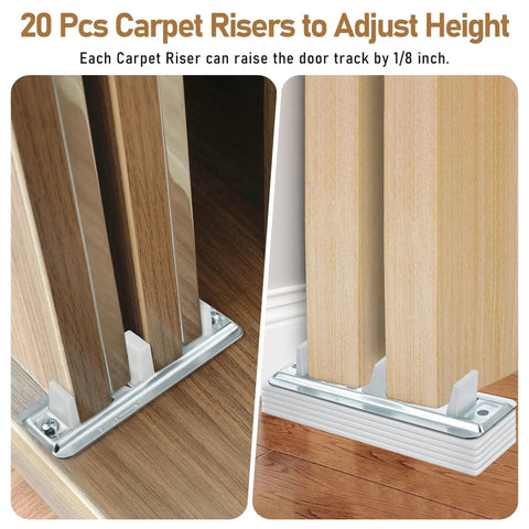 Two Pack Sliding Closet Door Floor Guides With Carpet Risers For An Adjustable Fit For Doors From 3/4 To 1 3/8 Inch Thick installed