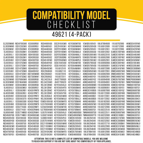 Compatibility model checklist for 4 Pack Dryer Leveling Feet For Whirlpool Kenmore Maytag KitchenAid Replacement