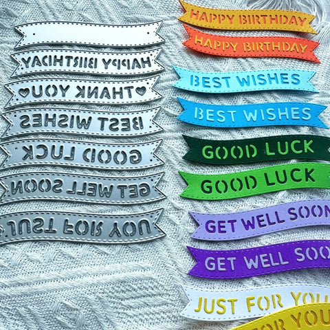 Banner Sentiment Scrapbooking Die Cuts Set with Layered Stitching Frame Dies for Card Making and Paper Crafts phrases