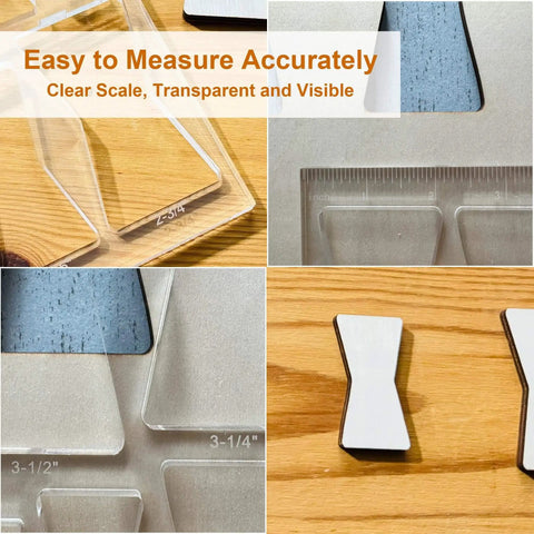 All In One 7 By 7 Inch Router Templates Set With Ten In One Bowtie Inlay And Butterfly Templates For Woodworking, acrylic templates with clear scale.