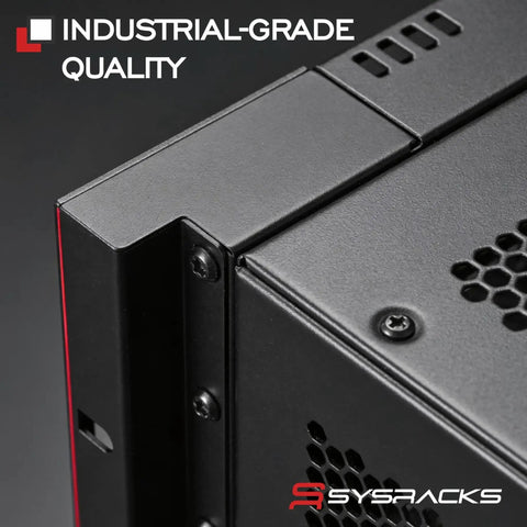 Close-up of Quiet Sound Dampened 19 Inch Server Rack Cabinet corner showing industrial-grade quality in black metal