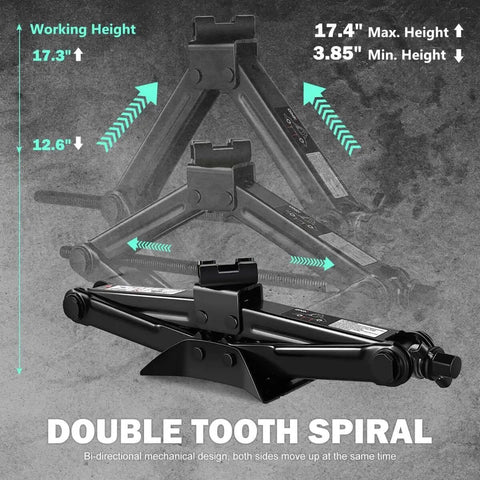 2 Ton Car Scissor Jack With Labor Saving Ratchet Wrench For Most Cars, Adjustable Lift From 3.85 To 17.4 Inches, Heavy Duty