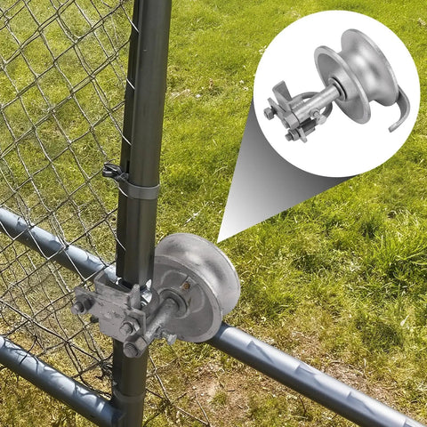 Sliding Gate Rollers 5 Inch Galvanized Steel Pipe Track Wheels For Chain Link Sliding Gates, Installed View