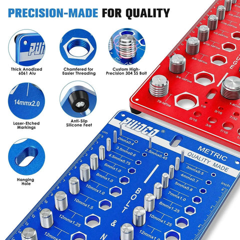 All In One Nut And Bolt Thread Checker Gauge With Standard And Metric Sizes 68 Thread Sizes Includes 26 SAE And 26 Metric