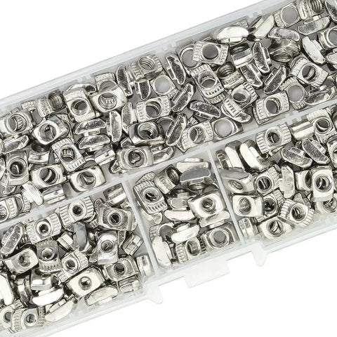 160 Piece Hammer Head T Slot Nut Kit For Aluminum Profiles M3 M4 M5 Drop In Nuts Built Tough With Nickel Plating in organizer box
