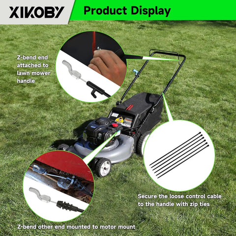 XIKOBY control cable kit for 21-inch lawn mower; Z-bend ends and mounting hardware shown