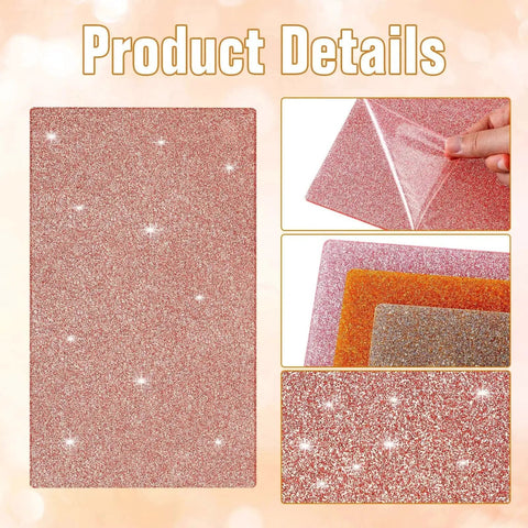 Glitter Acrylic Sheets Set For DIY Crafts And Laser Cutting, 3 Pieces, 1/10 Inch Thick, 2.5mm Cast Acrylic, Colorful Glitter Finish