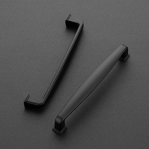 Top view of 30 Pack Solid 5 Inch Cabinet Handles Matte Black Pulls For Kitchen Drawers And Cabinets on a dark surface