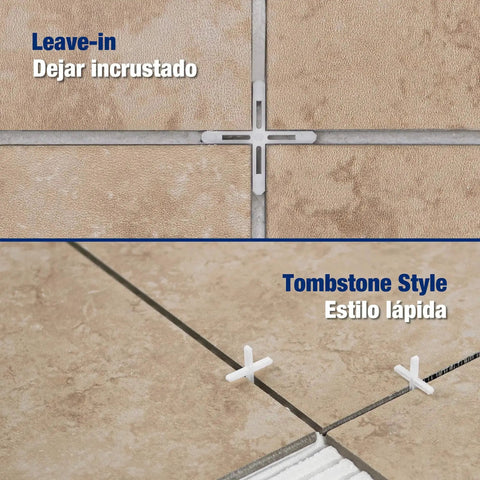 Image showing 1/8 Inch Hard Tile Spacers for Traditional or Leave-In Installations, used in leave-in and tombstone style for grout joints.