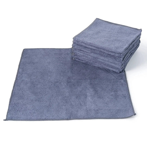 Ultra Absorbent Microfiber Cleaning Cloths for Car Shine Streakfree 12 Pack displayed with one cloth unfolded and stack on side