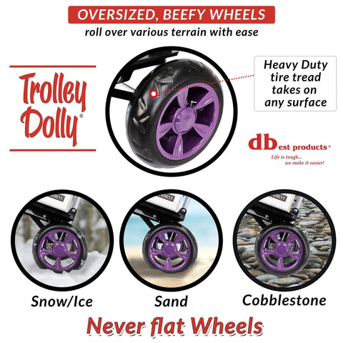 Purple Foldable Shopping Cart With Wheels And Removable Bag For Groceries And Beach Trips Durable Trolley Dolly With Heavy Duty Wheels