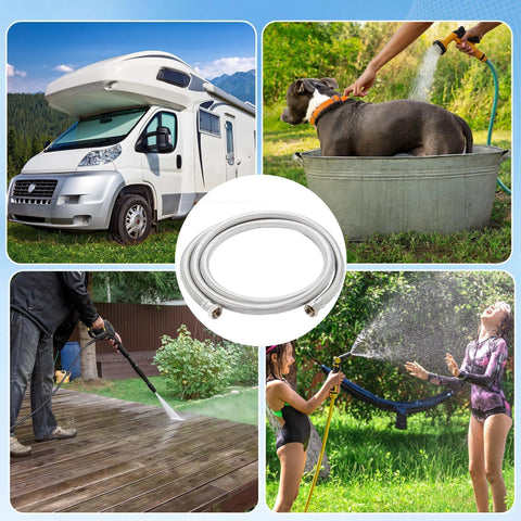 Garden Leader hose 5ft x 5/8 in ID, EPDM core with 304 stainless braided layer, dual 3/4 GHT fittings