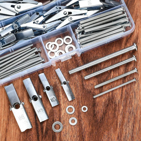 123 Piece Toggle Bolt And Wing Nut Kit For Hollow Walls Heavy Duty Drywall Anchors Set with round head bolts and washers