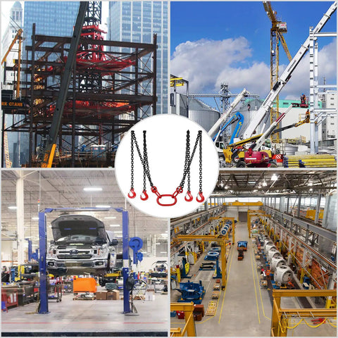 Happybuy 10ft chain sling with four-leg grab hooks, 5/16 in G80 alloy steel engine lifting chain