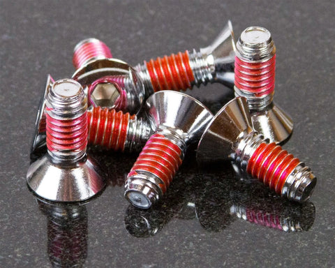 VC-3 Threadmate Threadlocker Red 5mL Tube For All Thread Sizes Locks And Seals Fasteners shown applied on metal screws