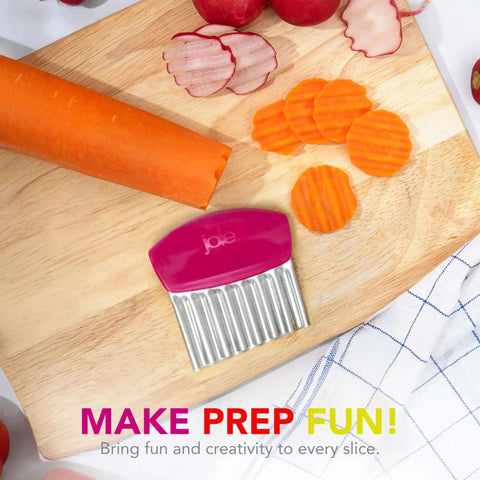 Crinkle Cutter Knife With Wavy Edge For Fries And Veggies Kids Friendly Kitchen Tool Stainless Steel BPA Free Colors May Vary