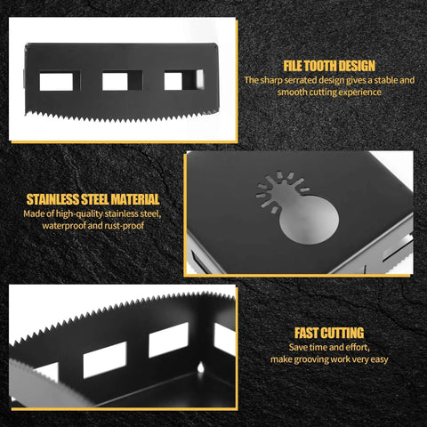 Square Slot Cutter For Drywall And Wood Holes Heavy Duty Pro Grade Upgraded Stainless Steel Electrical Box Cutter with serrated blade design.