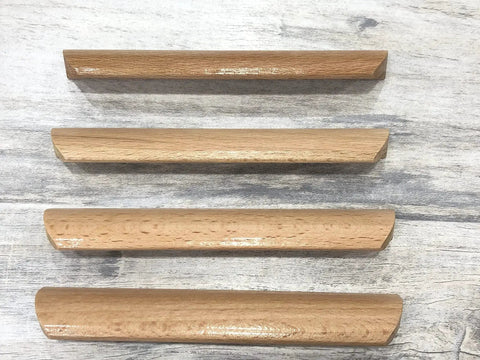 Six Pieces 4.84 Inch Wood Furniture Pull Handles Beech Wood Painted Smooth Drawer Closet Cupboard Pulls With Two Holes Center Distance 3.78 Inch Durable Beech Cabinet Hardware