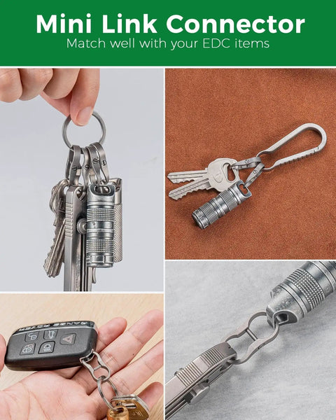 Titanium Alloy Car Key Chain Ring With Mini Key Shackle And Small Screwdriver For Narrow Hole Car Keys shown with various keys.
