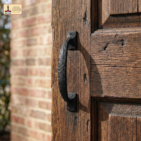 Twisted Grip Mystic Colonial Rustic 6.5 Inch Barn Door Handle Pull For Sliding Barn Doors Built Tough With Black Wrought Iron For Wooden Gates Garages Sheds And Farmhouse Furniture