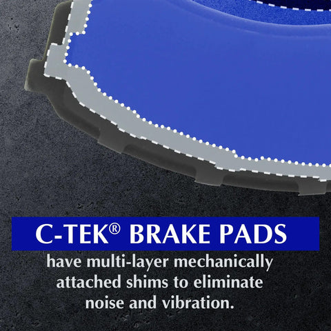 Centric C-Tek ceramic front brake pad set, blue friction surface, side view