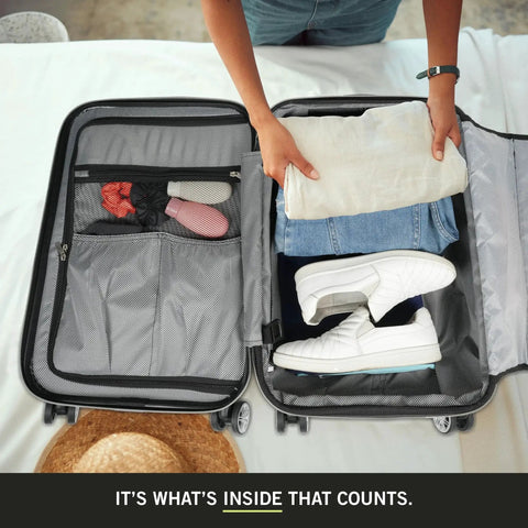 Packing items into Diamond Tower Collection Lightweight Hardside Luggage With Expandable Two Inch Space Eight Wheel Spinner Travel Case