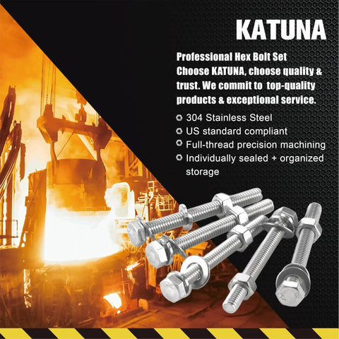 Must Have 616 Piece Metric Bolt And Nut Set In 304 Stainless Steel For DIY Projects From KATUNA displayed with industrial background