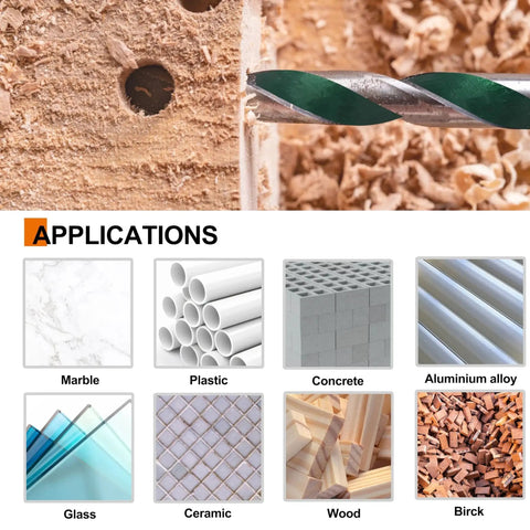 Serrated Eccentric Masonry Drill Bit Set 10pcs Four Edge Concrete Drill Bits For Concrete Glass Brick Cement Tile Marble And Wood Includes 1/8 To 1/2 Inch Sizes High Cobalt Construction applications.