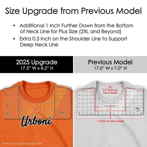 Comparison of XL Size T Shirt Ruler Guide for Perfect Vinyl Alignment And Center Design Placement, 2025 and Previous Model