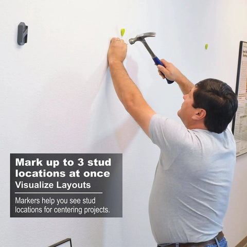 Man using Magnetic Stud Finder With Two Removable Markers Lets You Mark Up To Three Stud Locations No Batteries Needed Updated 2020