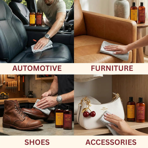 Premium Leather Conditioner That Restores All Leather Items From Auto To Furniture And Shoes Purses And Tack Non Toxic Made In USA 8 Fl Oz Leather Honey used on car seats, furniture, shoes, and accessories.