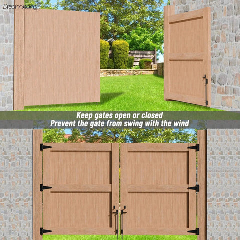 12 Inch Heavy Duty Cane Bolt Gate Drop Rod Set for Wood PVC Vinyl and Metal Fences Gates installed on wooden gate