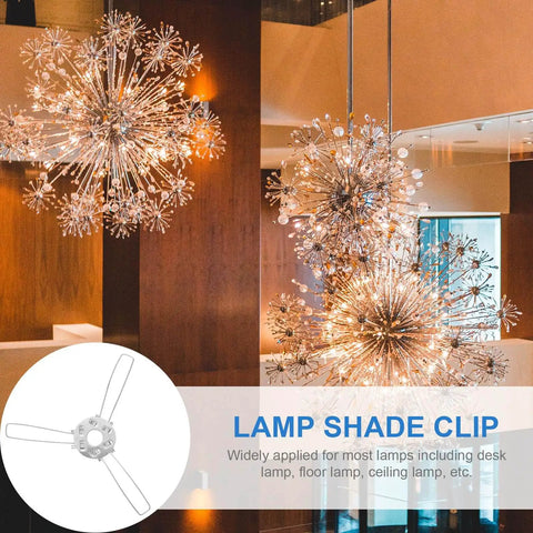 Spring Clip Lamp Shade Bracket Set For DIY Pendant Lights, 3 Fork Metal Holder shown with pendant lamp installation