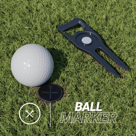 Six In One Premium Golf Divot Tool With Magnetic Ball Marker Bottle Opener Club Tee Groove Cleaner And Putting Alignment For Greens