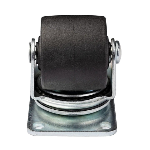 Front view of Heavy Duty 2 Inch Universal Swivel Casters Set For 4 Post Server Racks And Cabinets, Steel And Plastic Wheels.