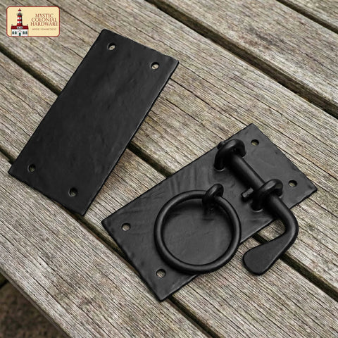 Colonial Style Iron Gate Latch Black Flip Latch Heavy Duty Cast Iron Drop Latch for Barns Sheds Cabinets and Privacy Doors