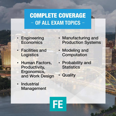 Front view of a book cover: PPI FE Industrial and Systems Review, 2nd ed.; blue header and FE logo.