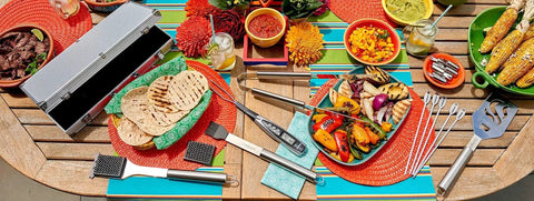 Deluxe 20-Piece BBQ Tool Set With Stainless Steel Grilling Tools And Aluminum Case Includes Spatula, Tongs, Skewers, and Brush