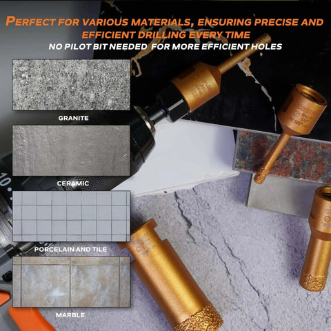 Diamond Hole Saw Bit Heavy Duty Pro Grade One And Three Eighths Inch For Porcelain Ceramic Granite showing use