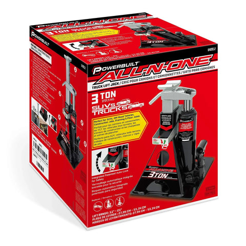3 Ton All In One Hydraulic Bottle Jack And Jackstand With Ratcheting Safety Bar packaging