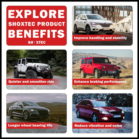 Explore ShoXtec product benefits including handling, braking, smoother ride, longer wheel life, reduced vibration.