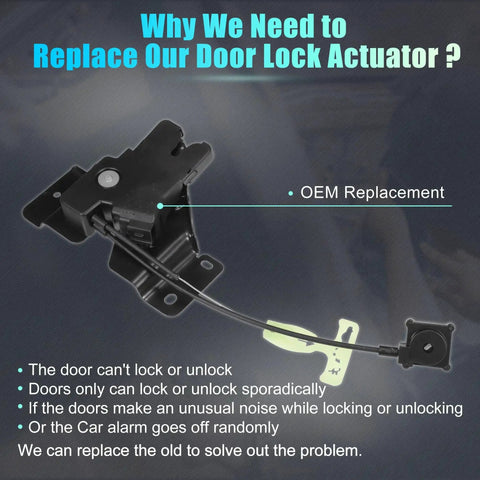 Replacement Rear Liftgate Door Lock Actuator With Cable For Lincoln Town Car 2008 2009 2010 2011 shown with OEM notes