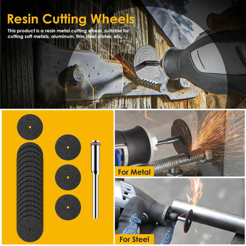 44 Piece Rotary Tool Cutting Wheel Set For Plastic And Metal DIY Projects with resin wheels used on metal surfaces
